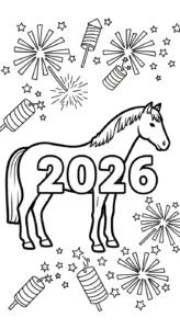 coloriage Nouvel An Chinois 2026 à imprimer pour enfant de 4 ans