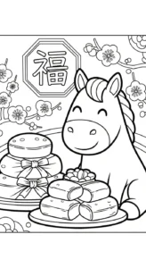 coloriage Nouvel An Chinois 2026 à imprimer a4
