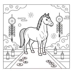 coloriage Nouvel An Chinois 2026 à imprimer pour enfant de 3 ans