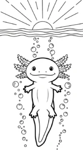 coloriage Axolotl updated à imprimer pour enfants