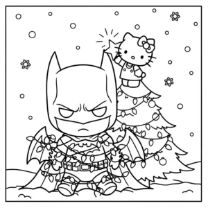 coloriage Batman et Hello Kitty updated gratuit en ligne