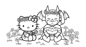 coloriage Batman et Hello Kitty updated et dessin a imprimer