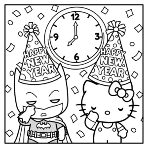 coloriage Batman et Hello Kitty updated à imprimer gratuitement pdf