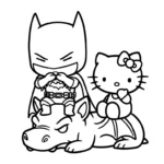 coloriage Batman et Hello Kitty updated pour enfant de 10 ans