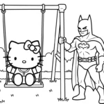 coloriage Batman et Hello Kitty updated pour enfant de 2 ans