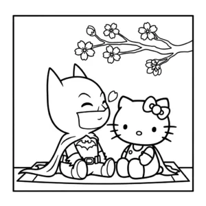 coloriage Batman et Hello Kitty updated à imprimer gratuitement pdf
