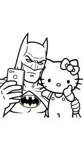 coloriage Batman et Hello Kitty updated gratuit en ligne
