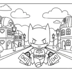 coloriage Batman et Hello Kitty updated pour enfants à imprimer