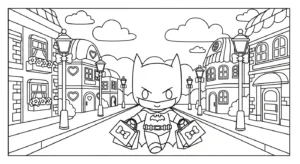 coloriage Batman et Hello Kitty updated pour enfants à imprimer