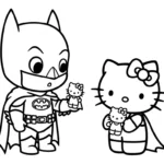 coloriage Batman et Hello Kitty updated à imprimer a4