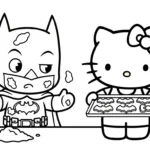 coloriage Batman et Hello Kitty updated à imprimer gratuit