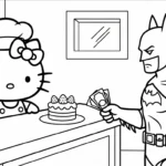 coloriage Batman et Hello Kitty updated à imprimer pour enfant de 4 ans