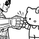 coloriage Batman et Hello Kitty updated à imprimer pour enfants