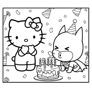 coloriage Batman et Hello Kitty updated et découpage à imprimer