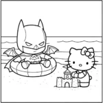 imprimer coloriage Batman et Hello Kitty updated gratuit