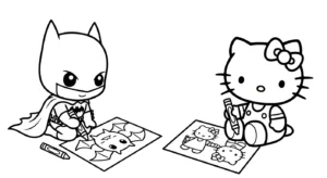 coloriage Batman et Hello Kitty updated et apprentissage