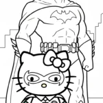 coloriage Batman et Hello Kitty updated pour enfant à imprimer