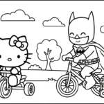 coloriage Batman et Hello Kitty updated à imprimer pour enfant de 12 ans