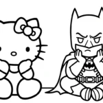 coloriage Batman et Hello Kitty updated à imprimer gratuit