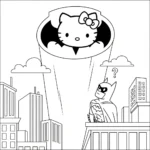 coloriage Batman et Hello Kitty updated à imprimer pour enfant de 7 ans