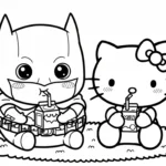 coloriage Batman et Hello Kitty updated à imprimer kawaii