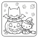 coloriage Batman et Hello Kitty updated a colorier en ligne