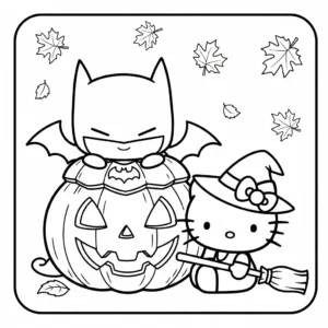 coloriage Batman et Hello Kitty updated a colorier en ligne