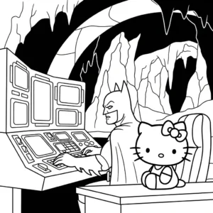 coloriage Batman et Hello Kitty updated à imprimer a4