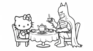 coloriage Batman et Hello Kitty updated a imprimer gratuitement