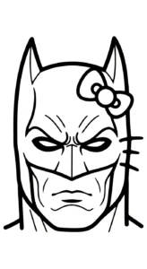 coloriage Batman et Hello Kitty updated à imprimer pour enfant de 3 ans