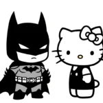 coloriage Batman et Hello Kitty updated à imprimer pour enfant de 8 ans