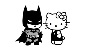 coloriage Batman et Hello Kitty updated à imprimer pour enfant de 8 ans