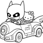 coloriage Batman et Hello Kitty updated à imprimer