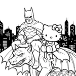 coloriage Batman et Hello Kitty updated pour enfant de 8 ans