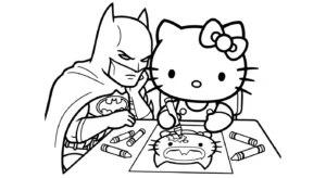 coloriage Batman et Hello Kitty updated et apprentissage