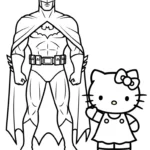 coloriage Batman et Hello Kitty updated à imprimer pour enfant de 10 ans