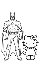 coloriage Batman et Hello Kitty updated à imprimer pour enfant de 10 ans