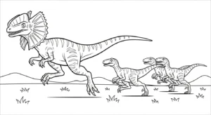coloriage Dilophosaurus pour enfant de 5 ans