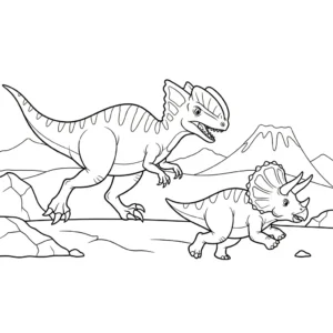 coloriage Dilophosaurus pour enfants a imprimer