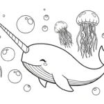 coloriage Narval pour bebe a imprimer