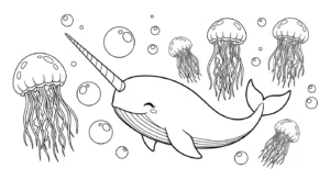 coloriage Narval pour bebe a imprimer