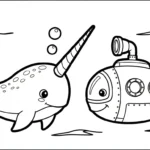 coloriage Narval et decoupage a imprimer gratuit