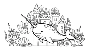coloriage Narval à imprimer pdf