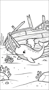 coloriage Narval à imprimer pour enfant de 6 ans