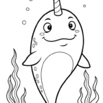 coloriage Narval à imprimer pour enfant de 7 ans