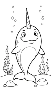 coloriage Narval à imprimer pour enfant de 7 ans