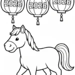 coloriage Nouvel An Chinois 2026 à imprimer pour enfant de 4 ans