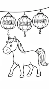 coloriage Nouvel An Chinois 2026 à imprimer pour enfant de 4 ans