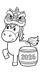 coloriage Nouvel An Chinois 2026 et apprentissage