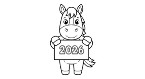 coloriage Nouvel An Chinois 2026 à imprimer pour enfant de 3 ans